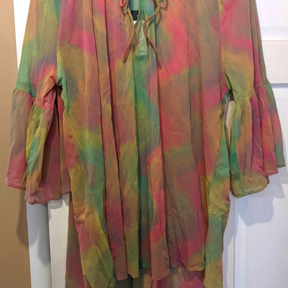 New Bryn Walker peasant rainbow blouse, size XL